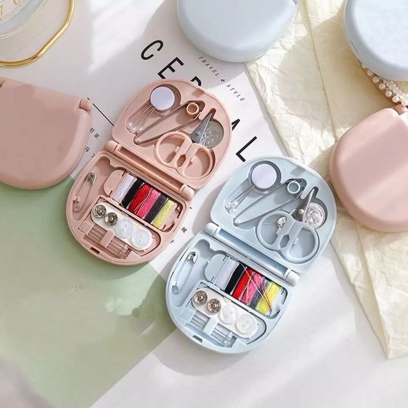 TKKH Sewing Kit Travel Mini / Alat Peralatan Menjahit Benang Jarum Peniti Meteran Gunting Kecil Mini