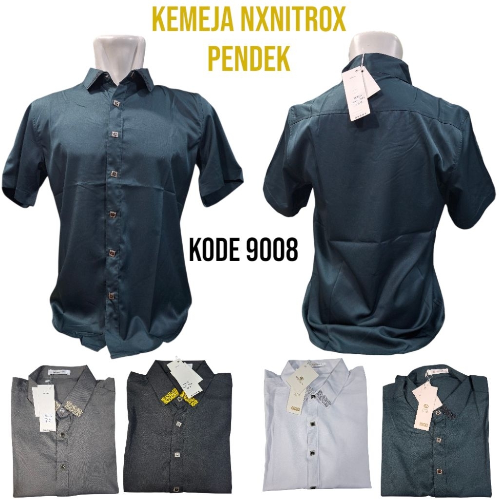 KEMEJA PENDEK IMPORT POLOS ORIGINAL NXNITROX SLIMFIT KATUN TISUE LICIN KANCING TEKAN PREMIUM