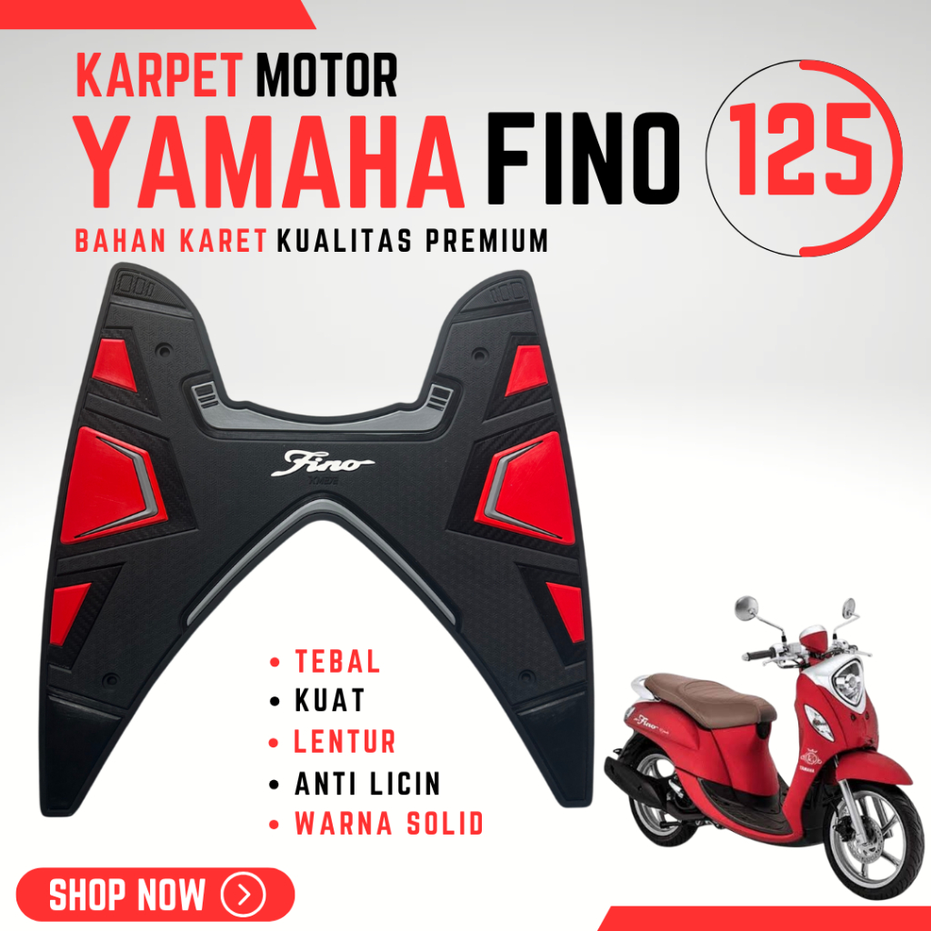 KARPET ALAS PIJAKAN MOTOR YAMAHA FINO AKSESORIS BAHAN KARET KUALITAS PREMIUM ANTI LICIN