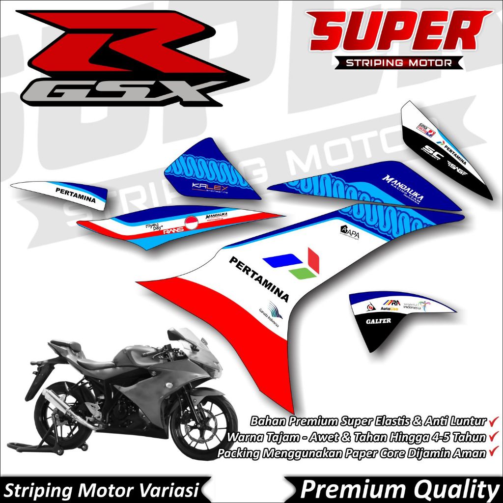 Stiker GSX R150 Anti Luntur keren Striping GSX Striping Suzuki GSX R150 Mandalika