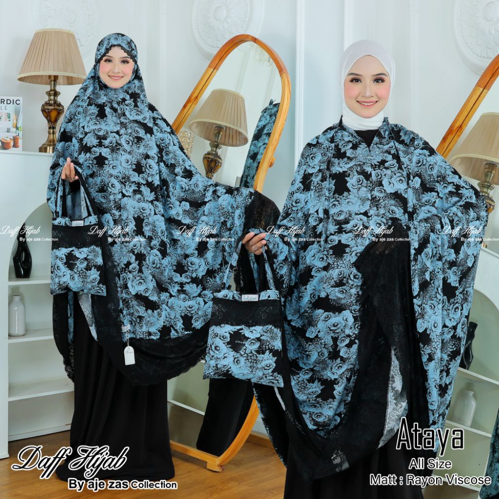 DAFF HIJAB//MUKENA DEWASA 2IN1 RAYON VISCOSE RENDA STRETCH