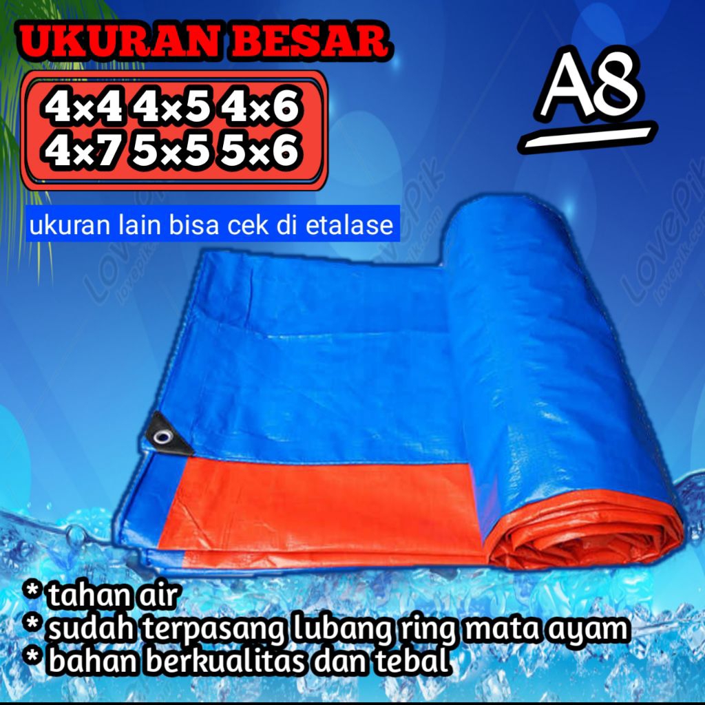 terpal plastik tahan air A8 ukuran 4x4 4x5 4x6 4x7 5x5 5x6