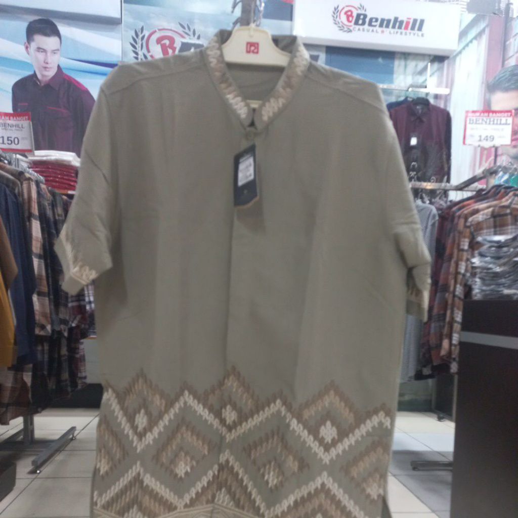 BAJU KOKO  DEWASA BORDIR BENHILL LENGAN PENDEK (KODE 2626)