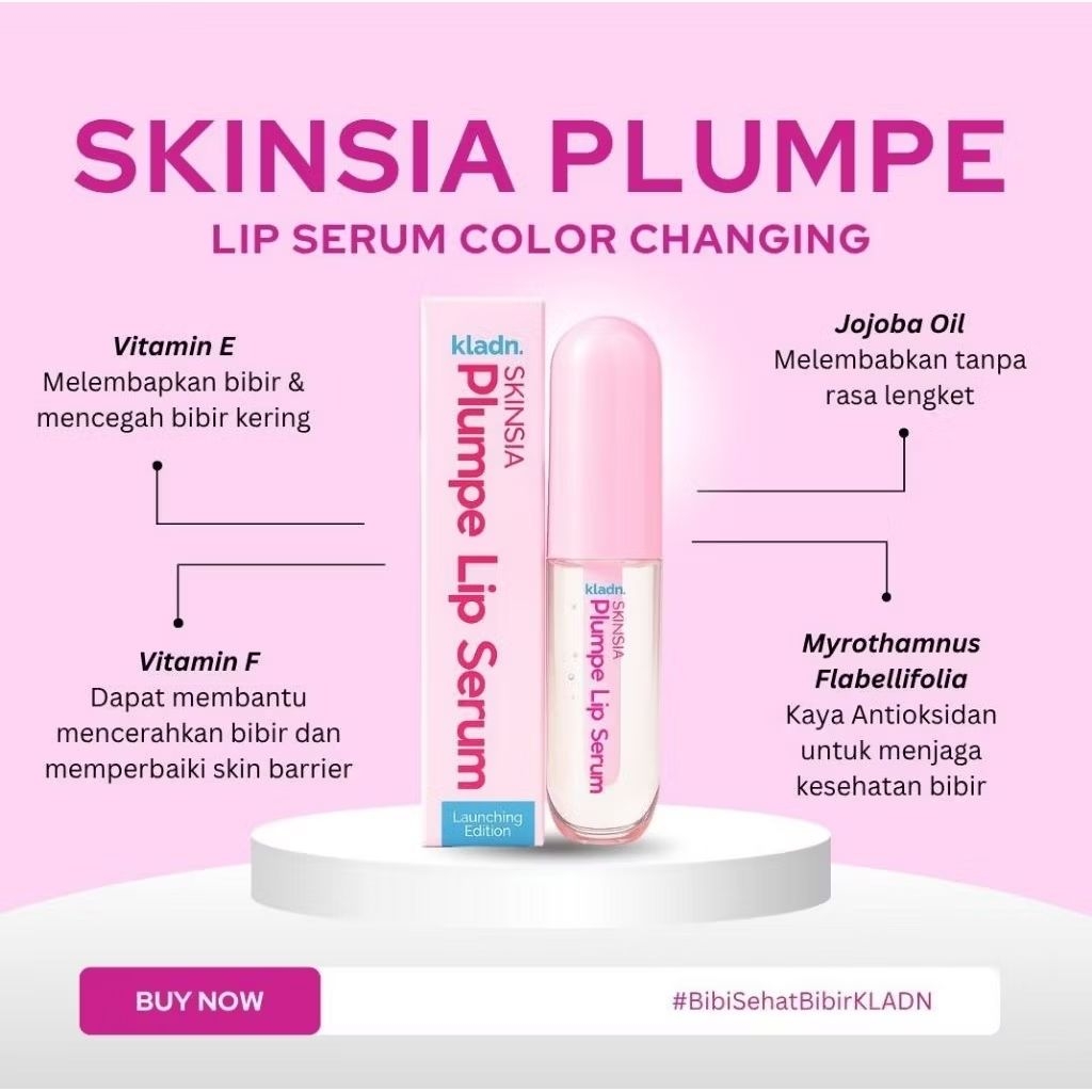 KLADN - Skinsia plumpe lip serum, lip care ,bpom,halal, original 100% ,mengatasi bibir kering , kusa