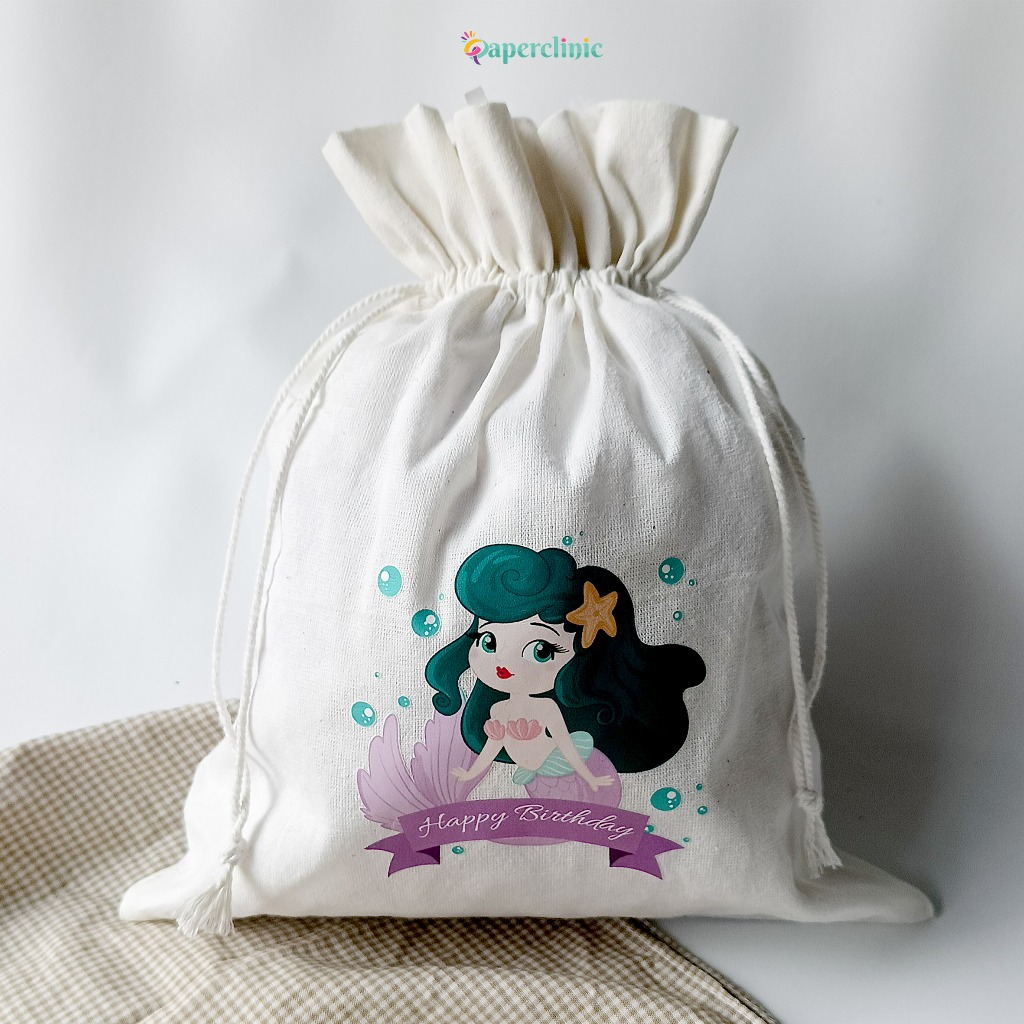 

Goodie bag ulang tahun anak custom nama tas serut souvenir bag happy birthday