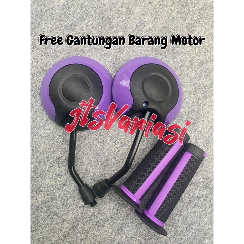 Paket Kaca Spion Motor Model Bulat Warna Ungu Vario Pcx Fino Beat Scoopy Mio Aerox
