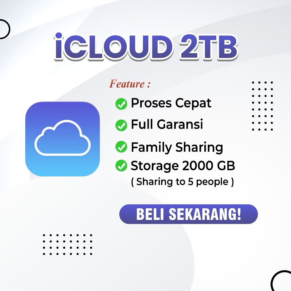 Icloud 2tb 1bulan bergaransi