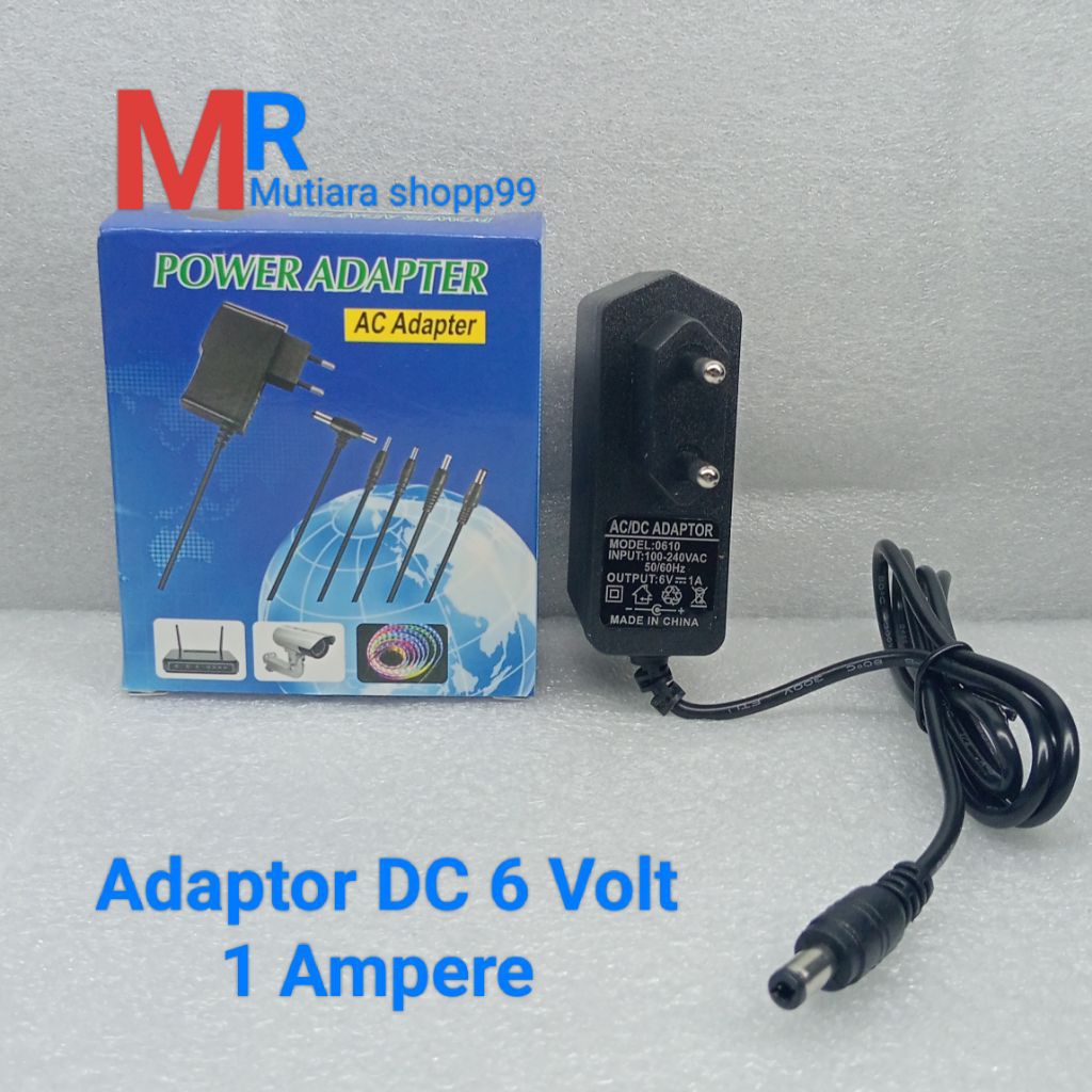 Adaptor DC 6V 1A / Adaptor 6 volt 1 ampere DC power supply.