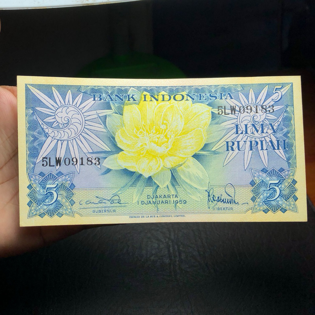 Uang Kuno Rp. 5 Bunga 1959 Kondisi Gress