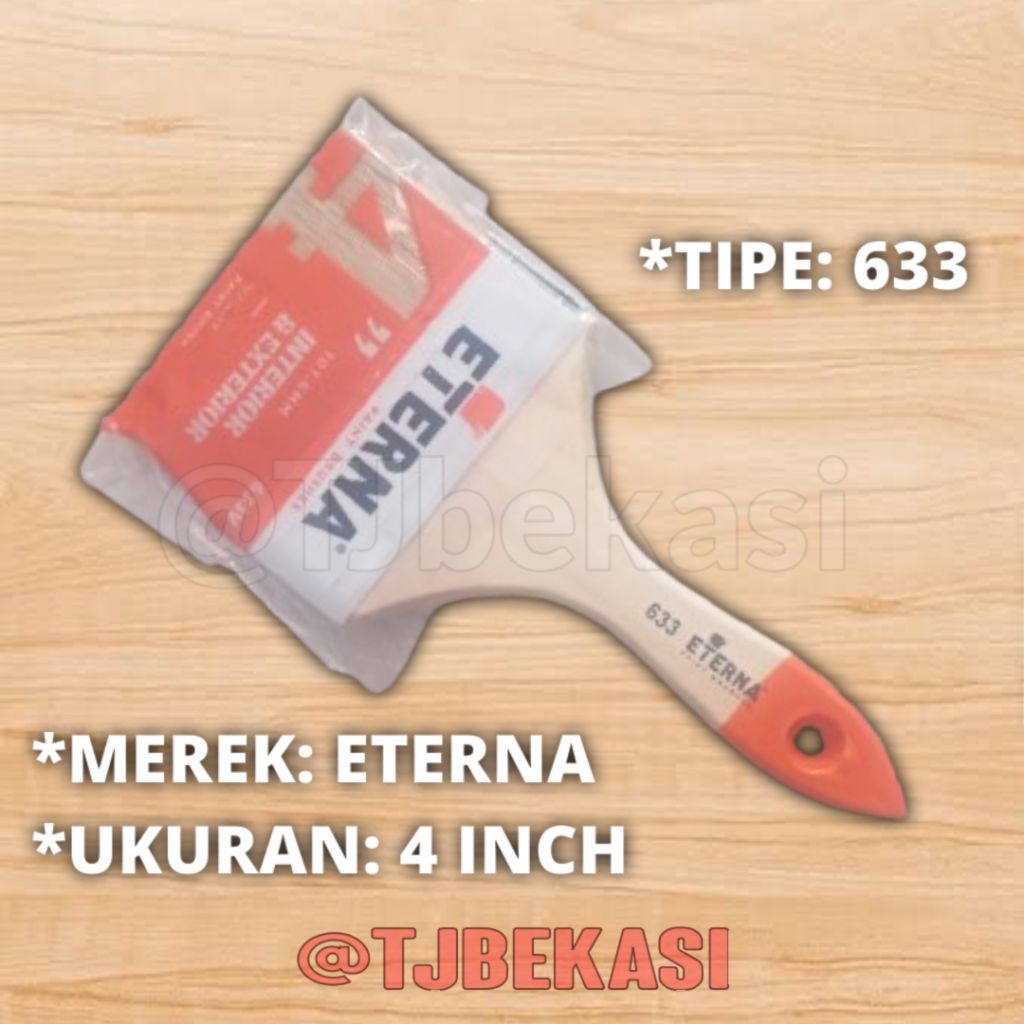 

ETERNA Kuas Cat 633 4 Inch Gagang Kayu Serbaguna Untuk Cat Air Minyak Tembok