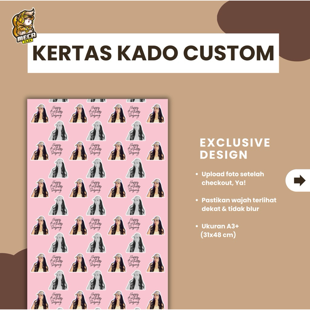 

Kertas Kado Custom Wajah Ulang Tahun