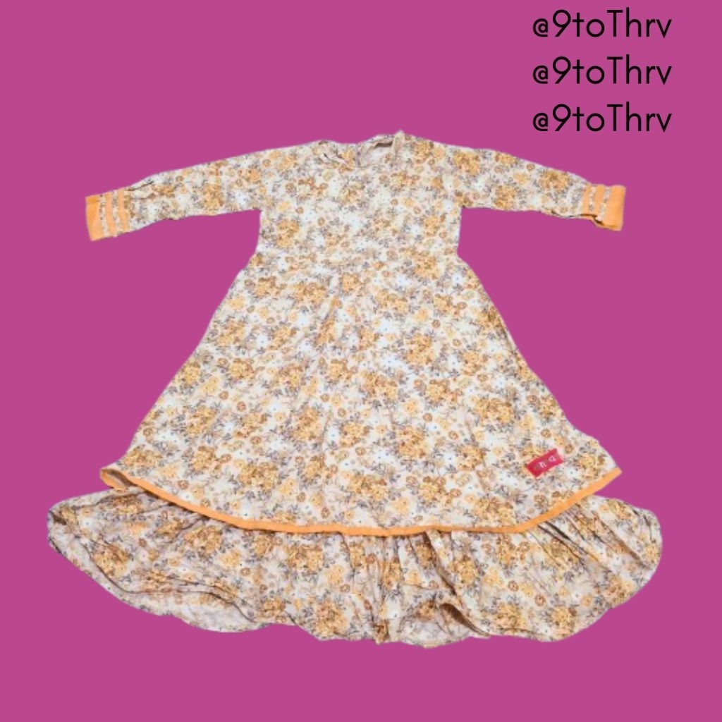 Dress Anak Perempuan Bunga Panjang – Gaun Muslim Anak Cantik Elegan Model Ruffle | PRELOVED