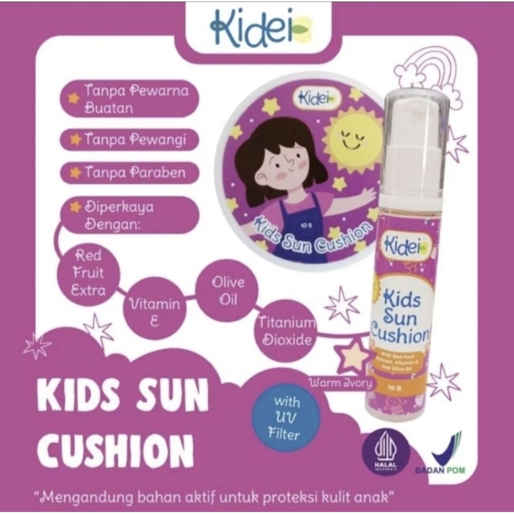 KIDEI Kids Sun Cushion - Cushion Foundation Bedak Anak dengan UV Filter