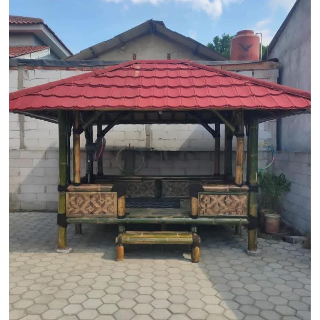 saung gazebo bambu | gazebo taman/kebun | 2,5×3 m