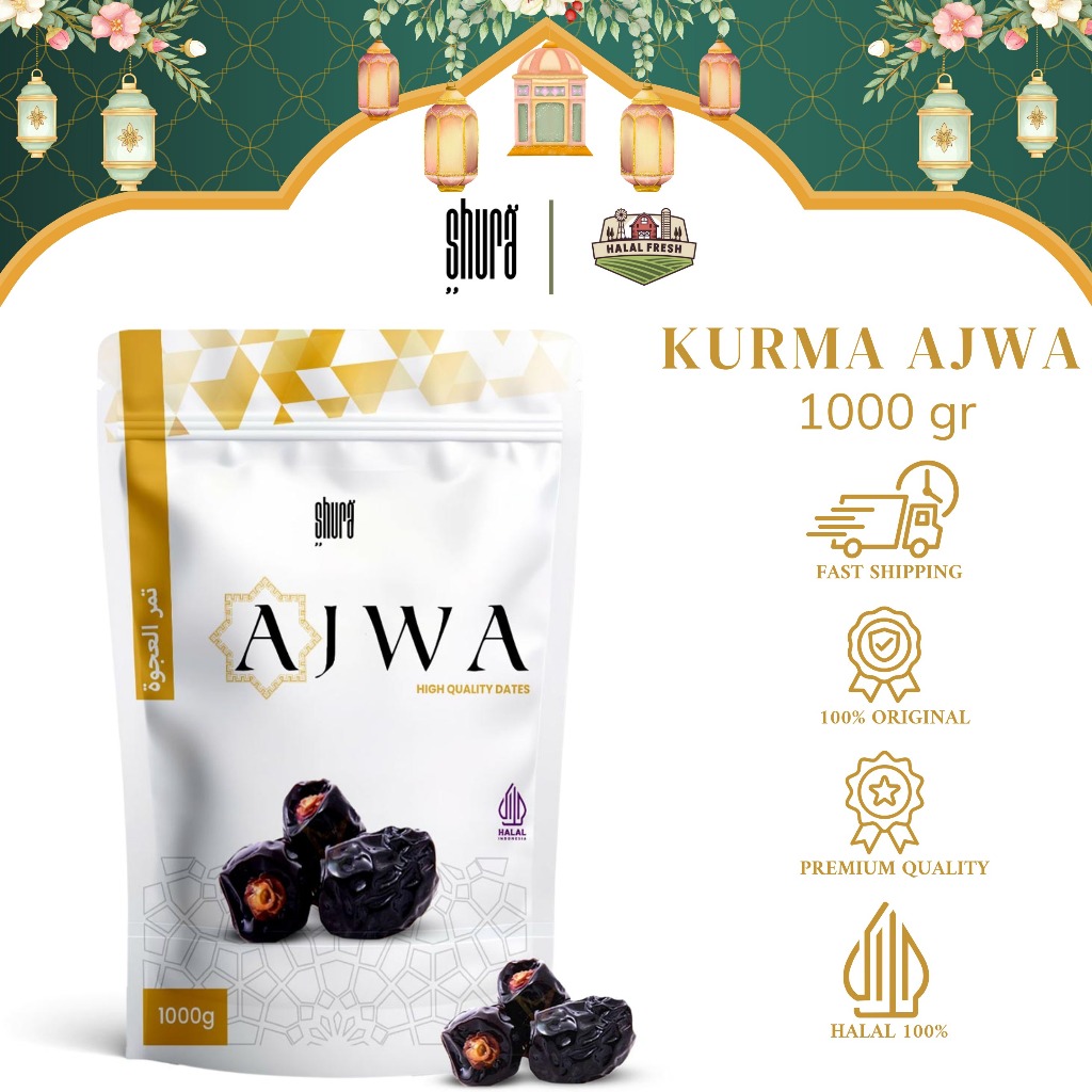 

Shura Kurma Ajwa Premium 1kg Kurma Nabi Kemasan Pouch High Quality 100% Asli