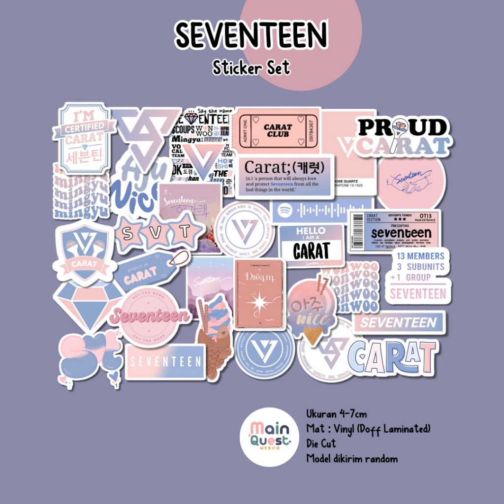 

Sticker Seventeen | Sticker Aesthetic / Sticker Tumblr / Sticker Laptop / Sticker Anti Air / Sticker Vinyl Die Cut / Sticker Kpop / Sticker Cute