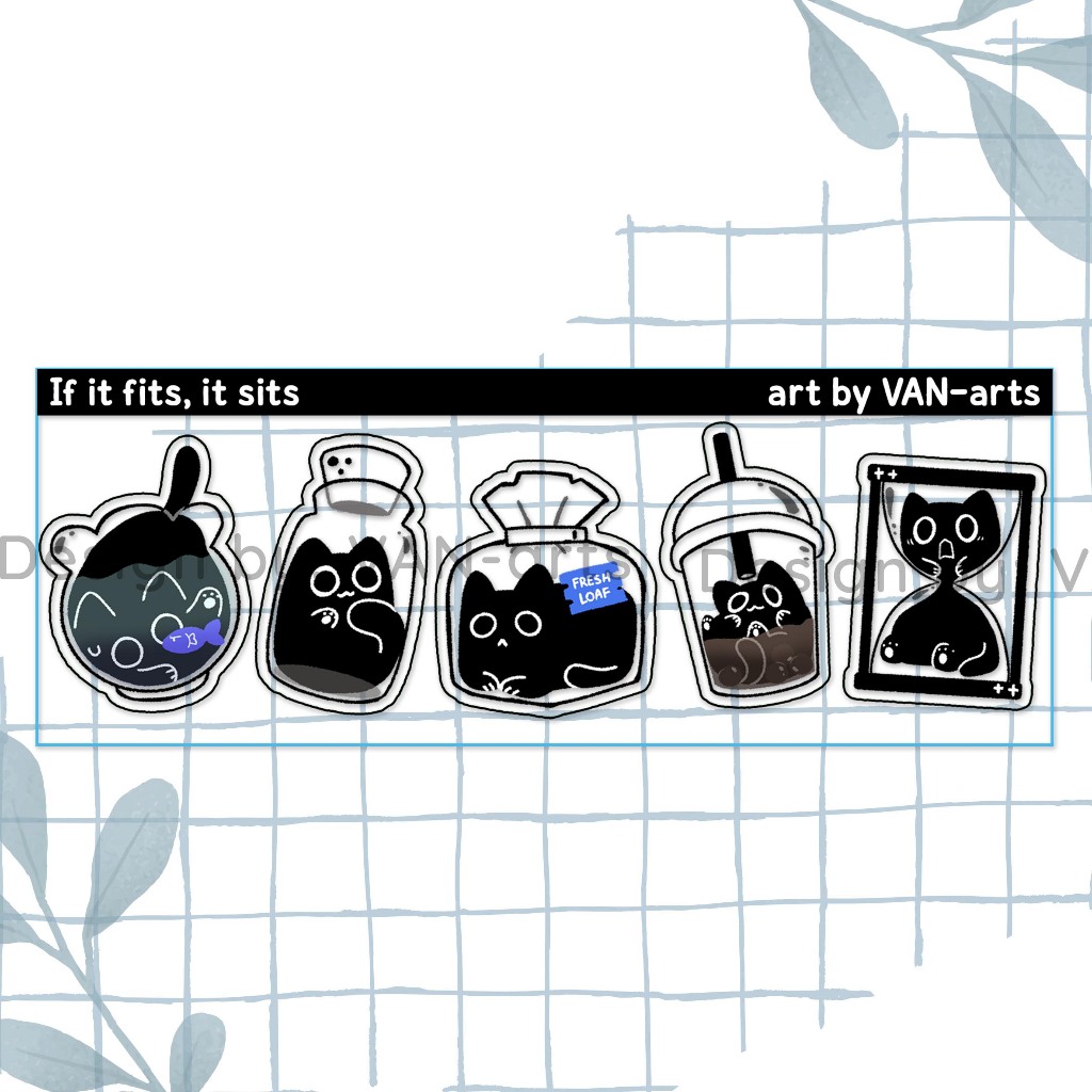 

If it Fits, it Sits | Cute Cat | Resin Stickers