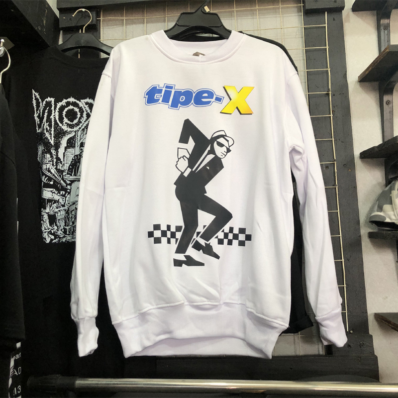 Sweater Tipe X Band Tipe-X Crewneck Bahan White Cotton Fleece
