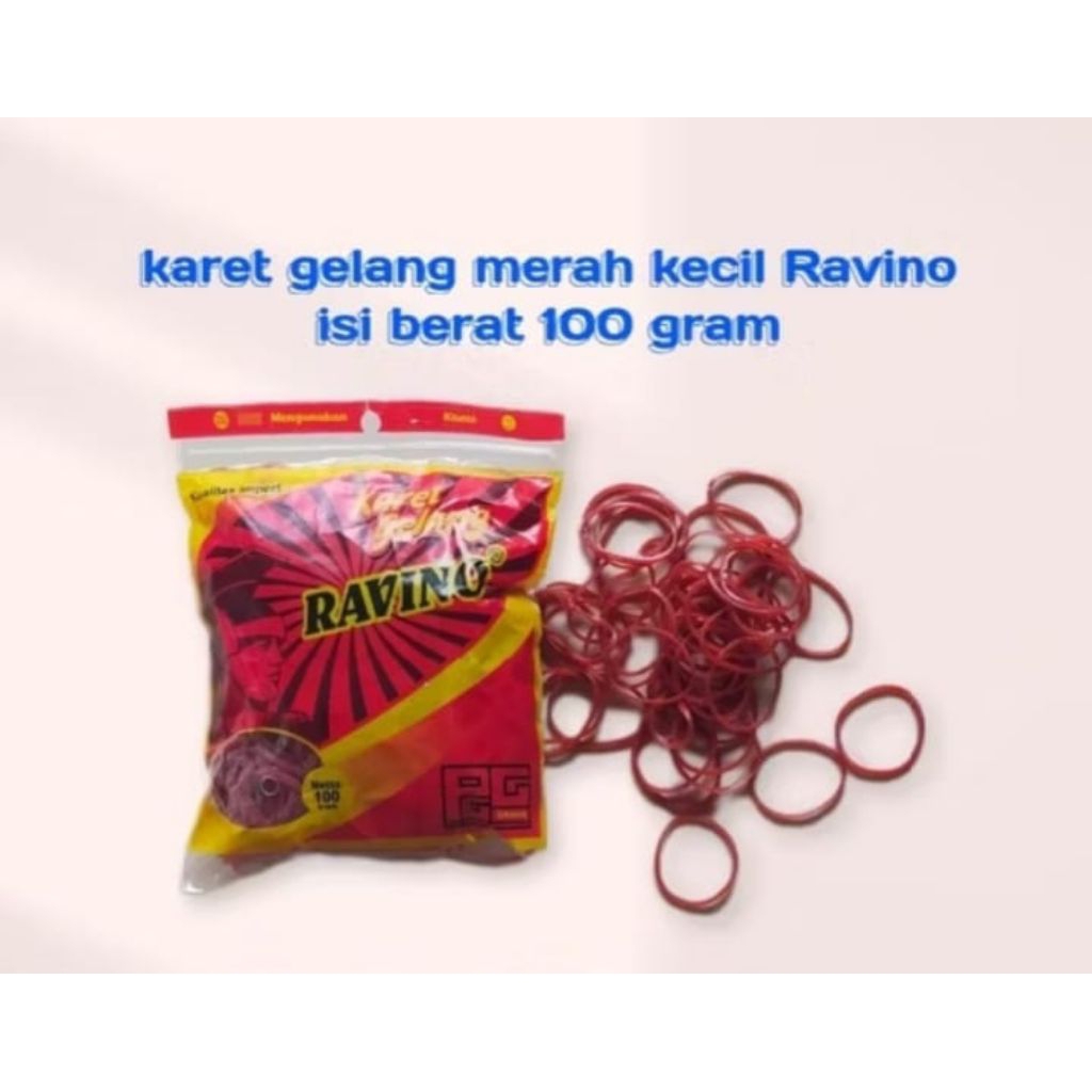 

KARET GELANG MERAH BAHAN IMPORT RAVINO ISI 100 GRAM.