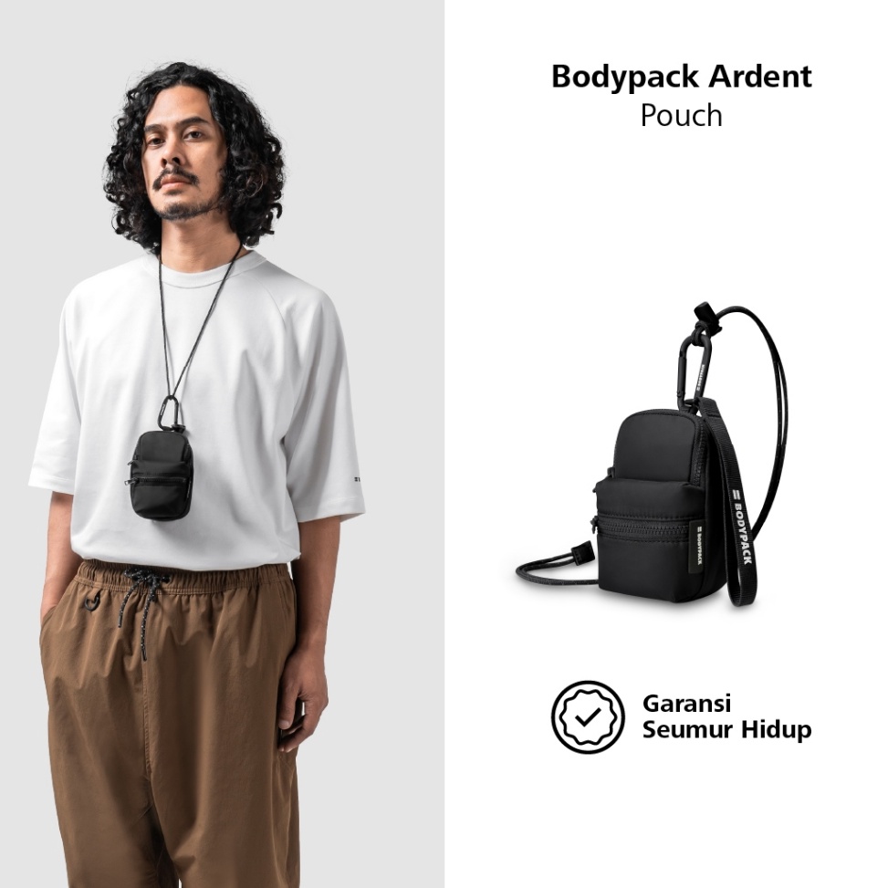 KODE I25Y Bodypack Ardent Pouch Coin Pouch Dompet Koin Travel Praktis  Hitam