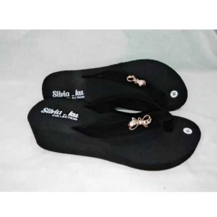 Sandal wedges dewasa jepit polos variasi terbaru