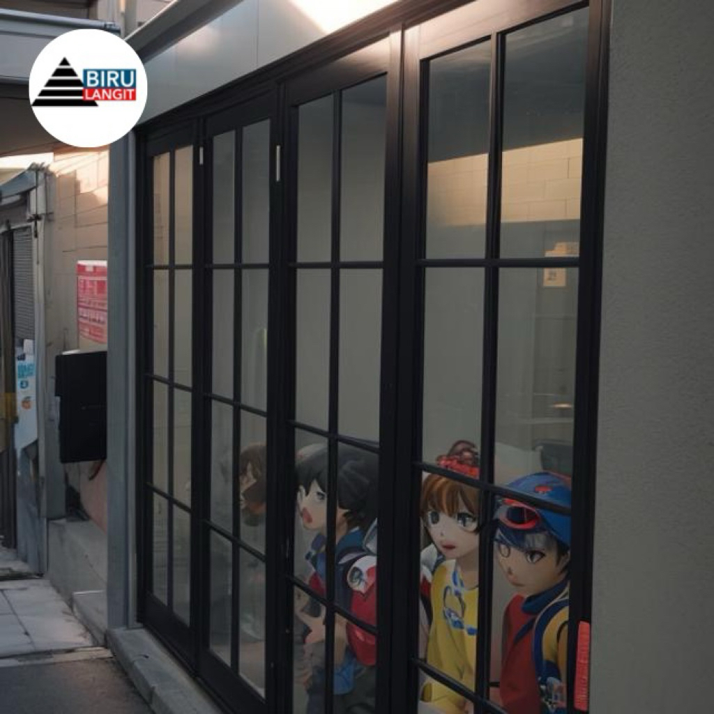 PINTU LIPAT ALUMINIUM KACA + ORNAMEN 4 DAUN PROMO CUSTOM KHUSUS JAKARTA + JASA PASANG