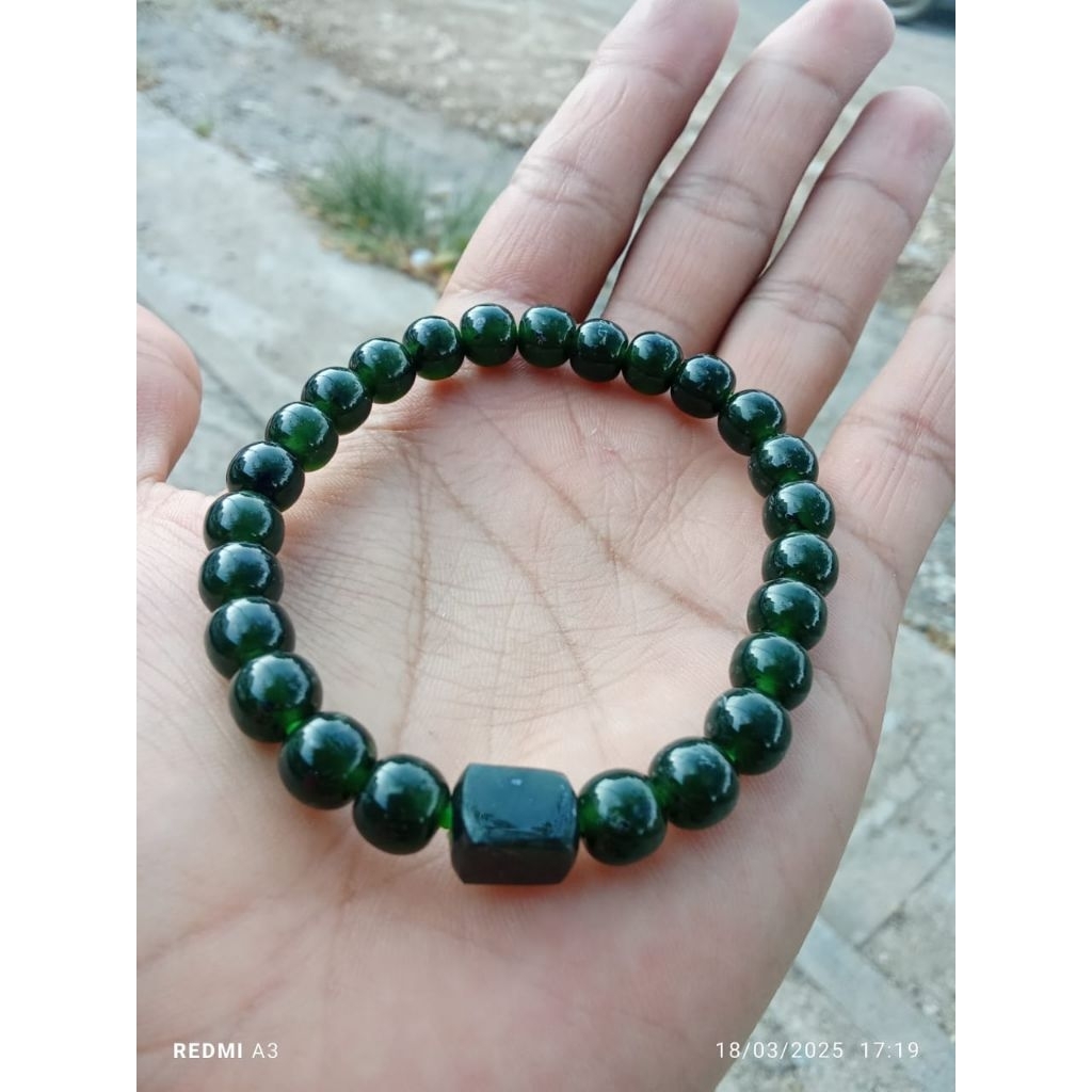 gelang batu black Jade tembus dim 8mm original asli aceh