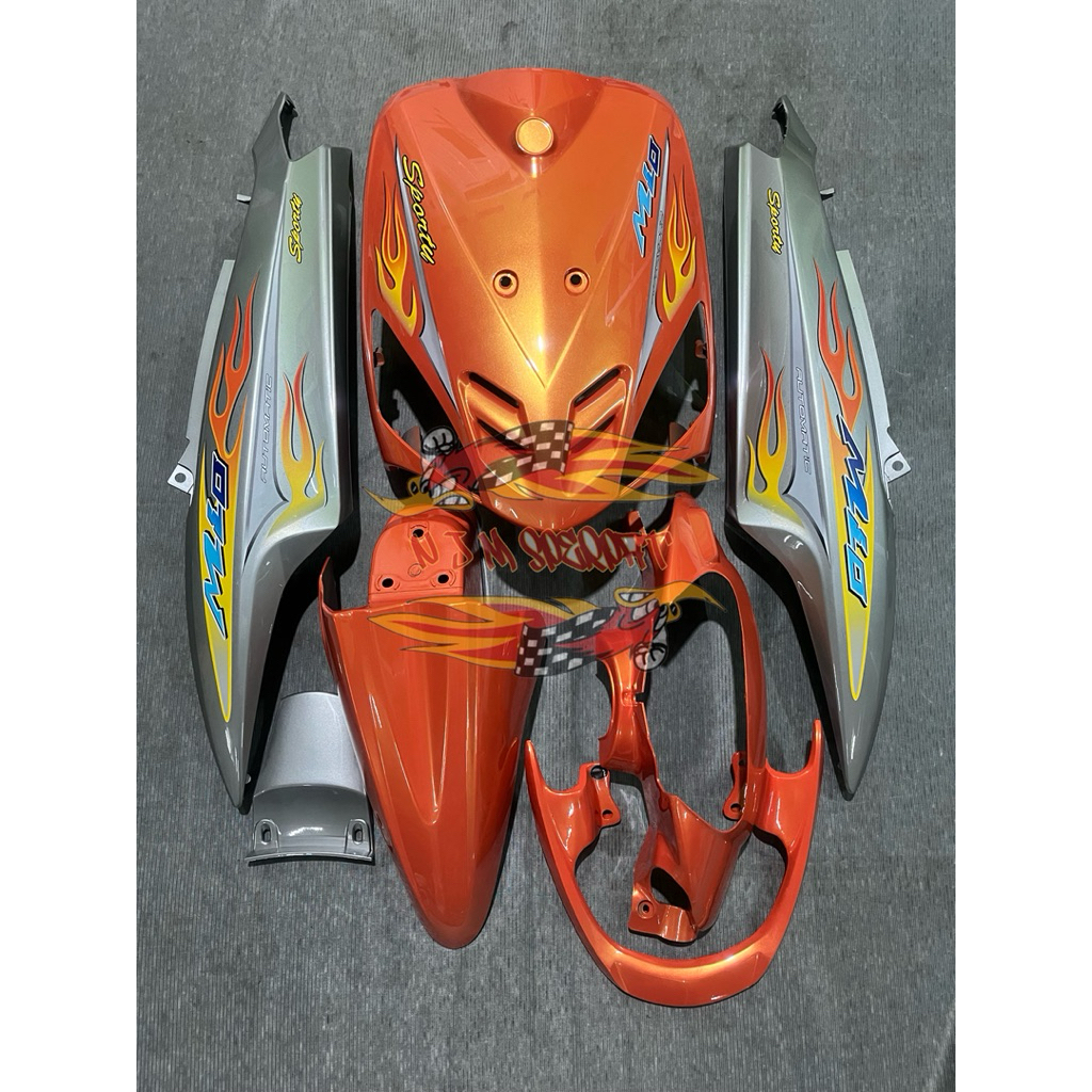 Cover Full Body Halus Yamaha Mio Sporty Vietnam Style Oren Sunkist Mix Grey Plus Striping Api Transp
