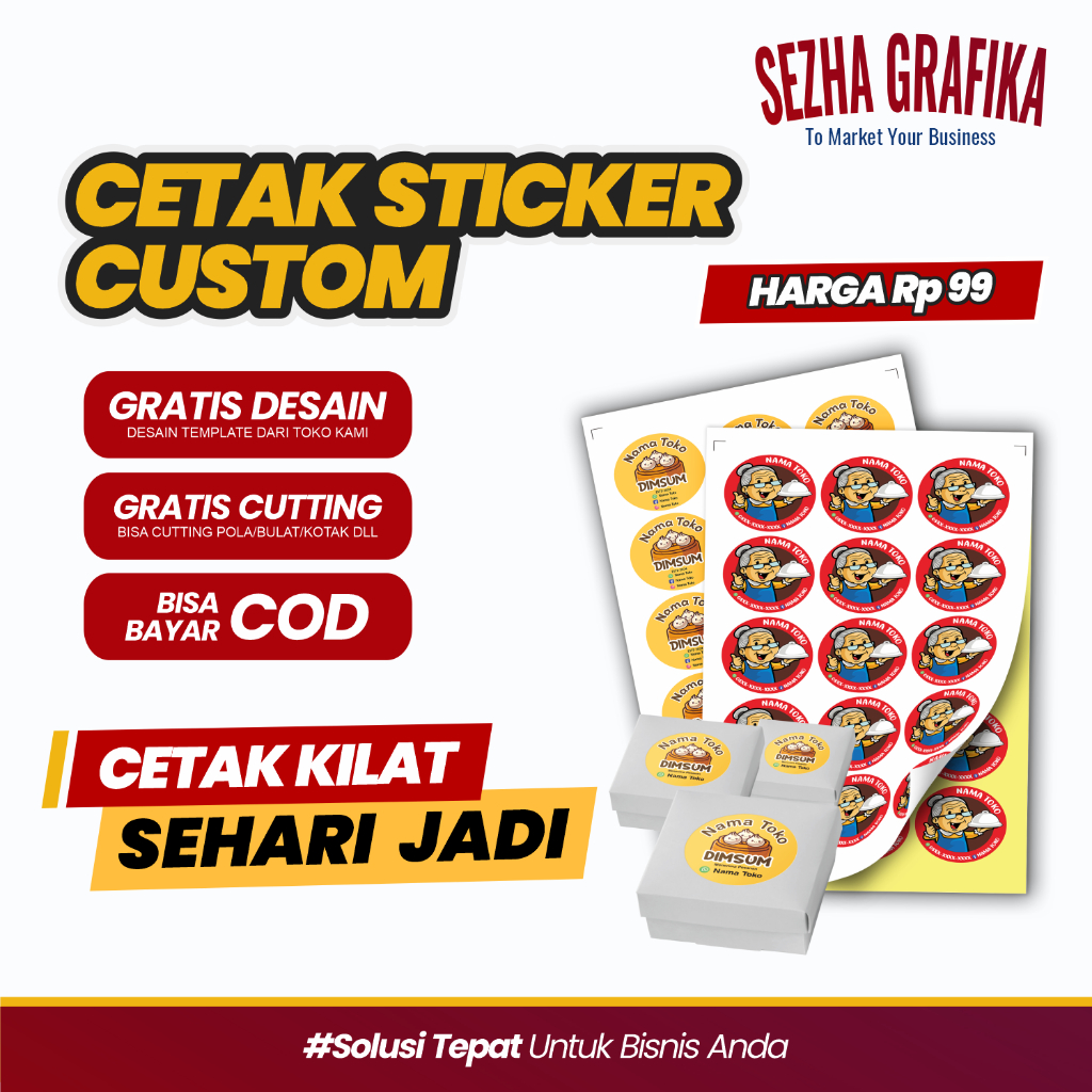 

Sticker Custom Cetak Stiker Label Makanan Bahan Kromo Free Cutting