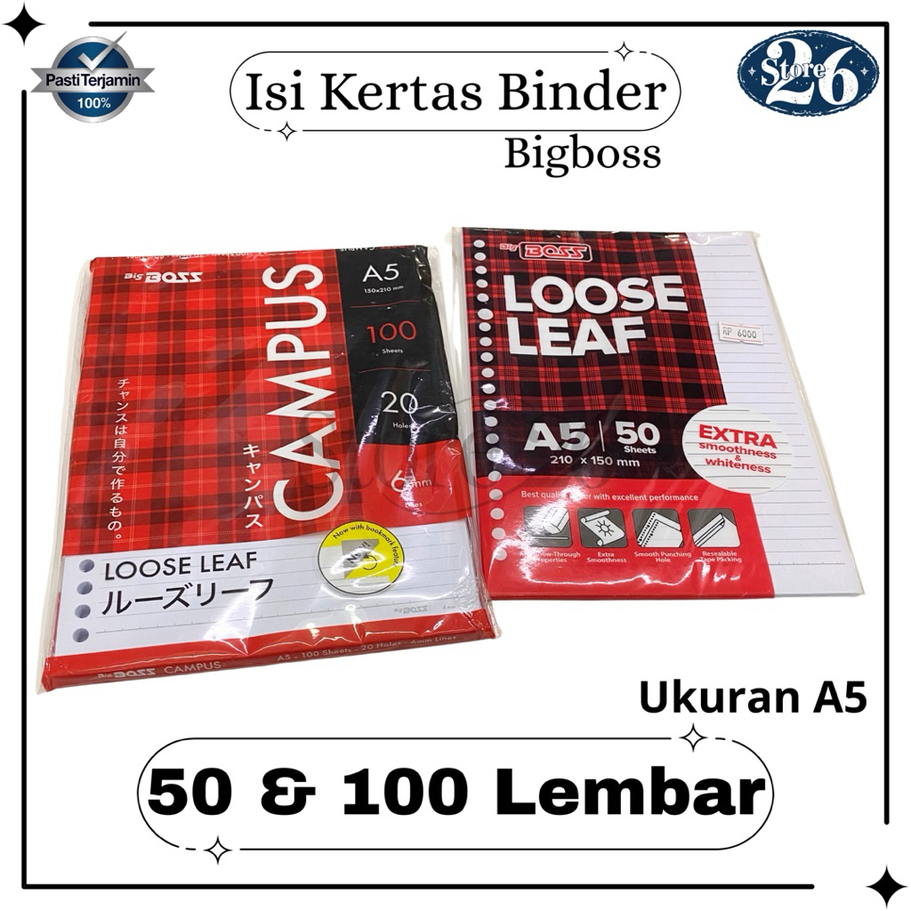 

Kertas Isi Binder A5 Bigboss 50 & 100 Lembar / Loose Leaf