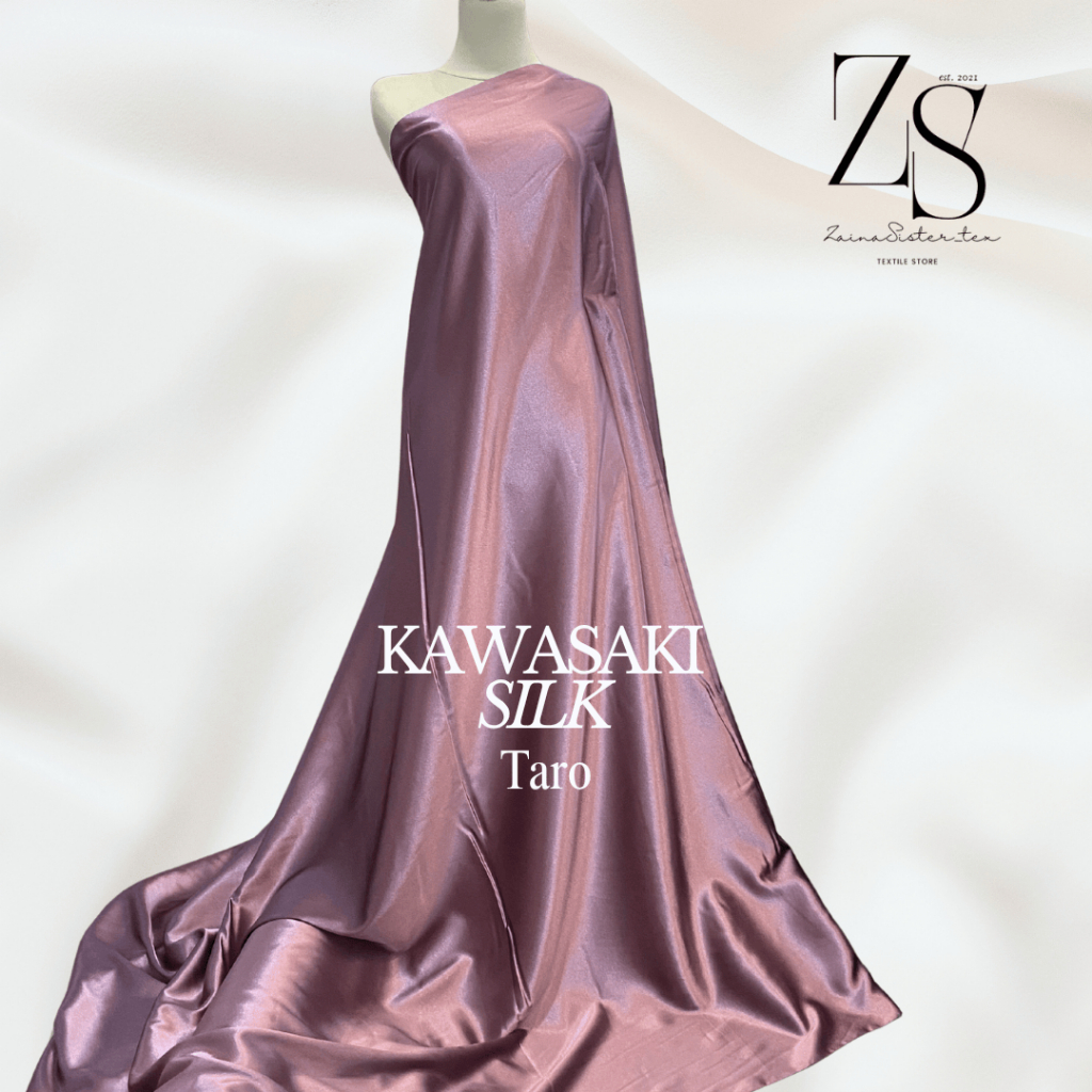 Bahan Kain Satin Silk Kawasaki Polos Premium Bahan Tebal Mewah (Harga Setengah Meter) Warna Ungu Tar