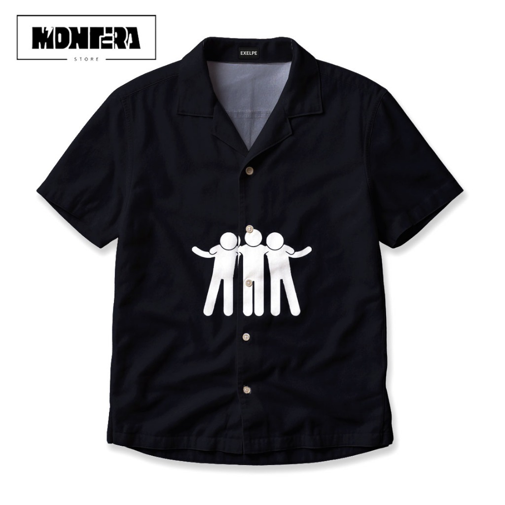 MONTERA Kemeja Brotherhood Ikon Putih – Kemeja Fullprint Unisex Lengan Pendek Bahan Adem Ringan | MT