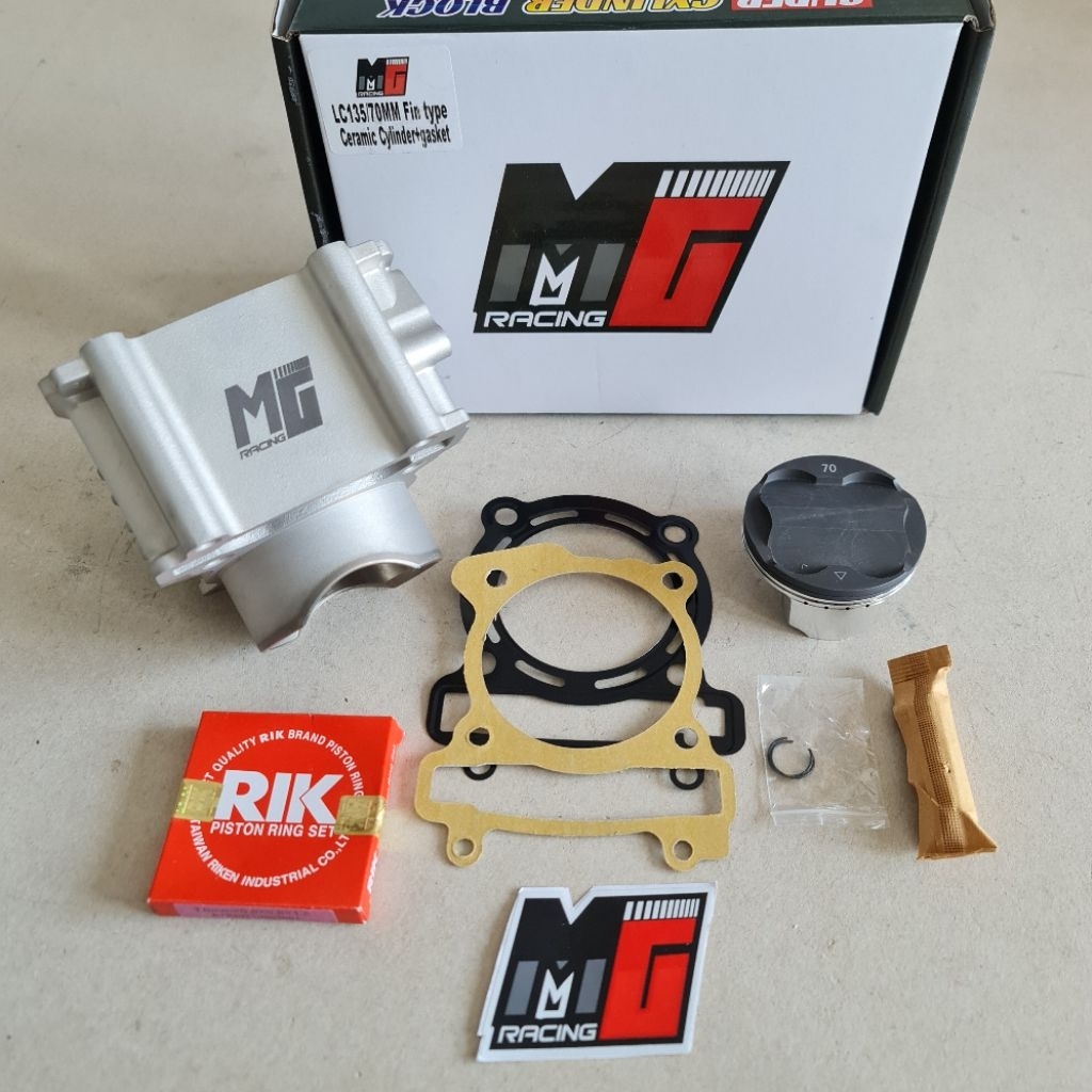 CYLINDER BLOK CERAMIC SIRIP MX KING VIXION 62 63 65 66 68 70 72 MM PISTON FJN FORGED ANODIZE RING RI