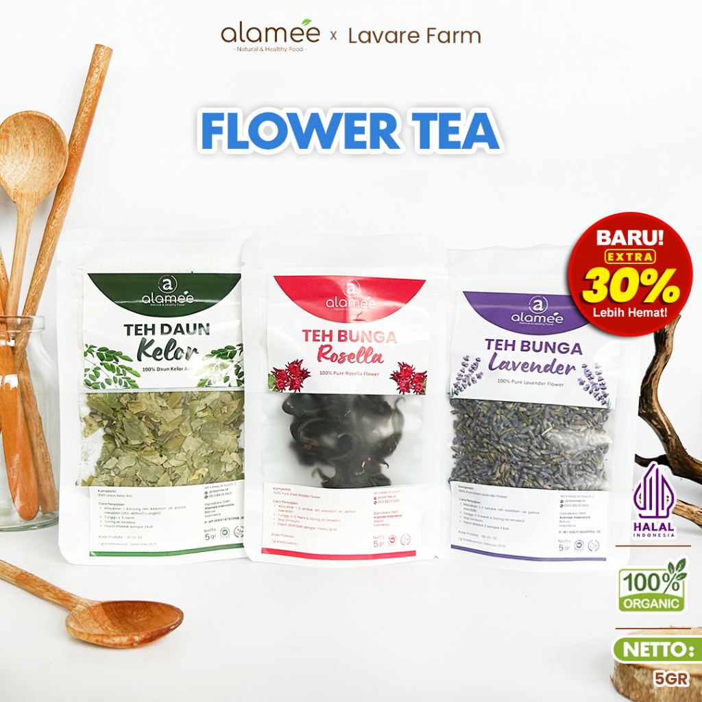 

ALAMEE Teh Daun Jati Cina 5gr Chamomile Bunga Telang Rose Bud Earl Grey Flower Tea Dried Organic BUMA