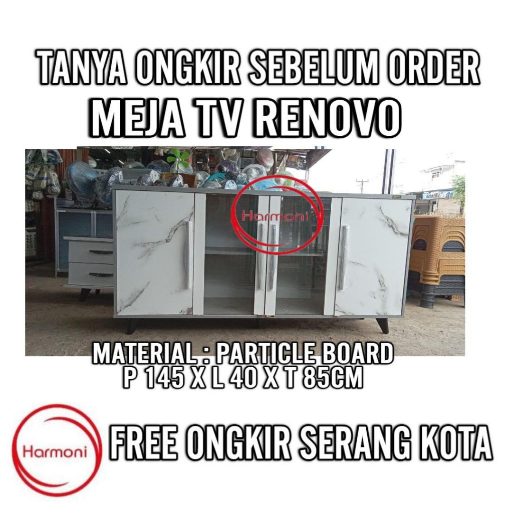 MEJA TV RENOVO MINIMALIS RAK TV MINIMALIS MARMER FREE ONGKIR SERANG KOTA BUPET PENDEK MARMER KACA