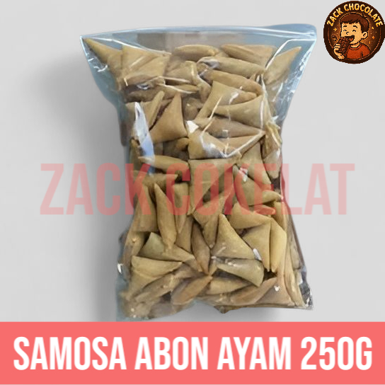 

makanan ringan samosa rasa abon ayam pedas manis 250g/cemilan/snack/murah