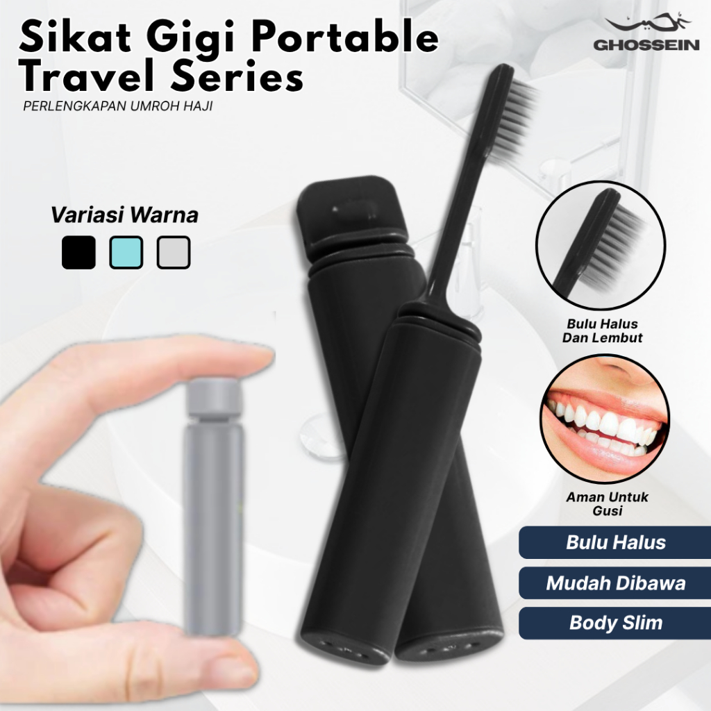 LUCANO - Sikat Gigi Portabel | Sikat Gigi Travel | Toothbrush | Sikat Gigi Travelling Sikat Gigi Lip