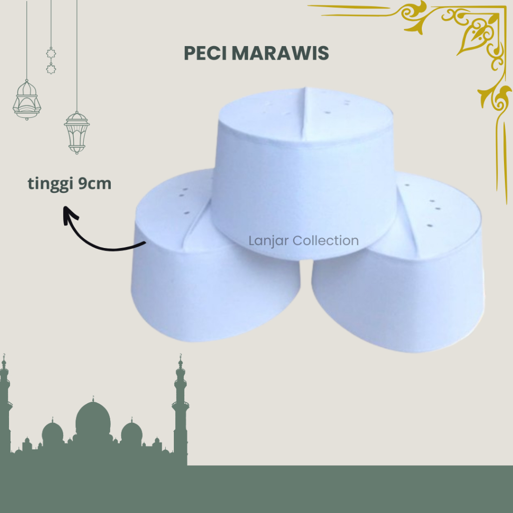 Peci Songkok Putih / Peci Marawis Putih Polos/peci marawis polos/peci haji/peci putih/peci assagofah