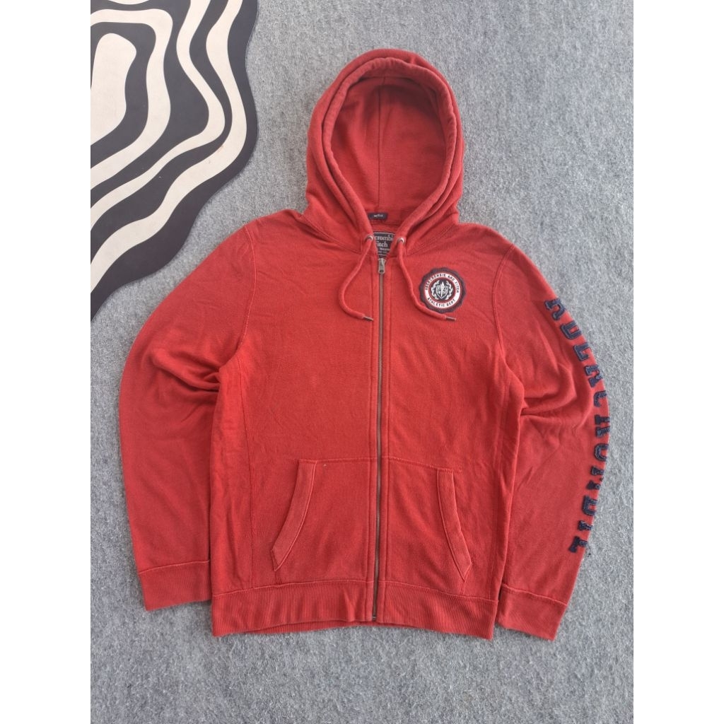 HOODIE ZIPPER ABERCROMBIE RED