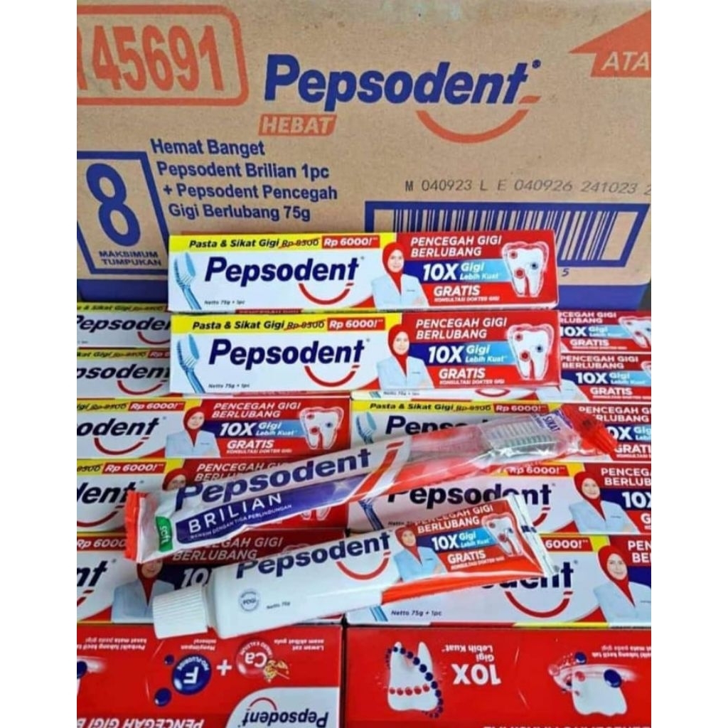 ( 2 pack ) PEPSODENT 75GR FREE BONUS SIKAT GIGI