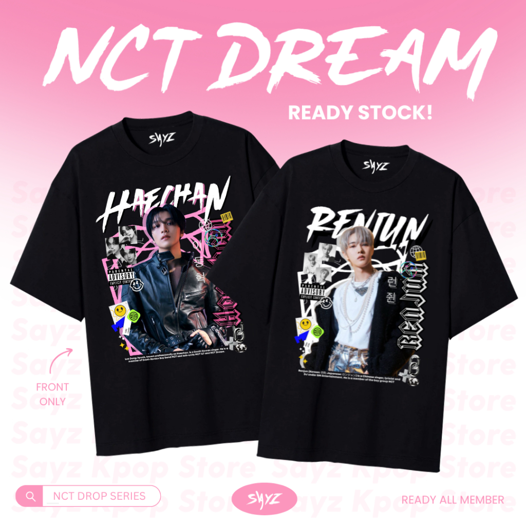 [ READY ] Tshirt NCT DREAM 'Drop series' - Haechan Renjun Mark Jeno Jaemin Chenle Jisung - 100% Cott