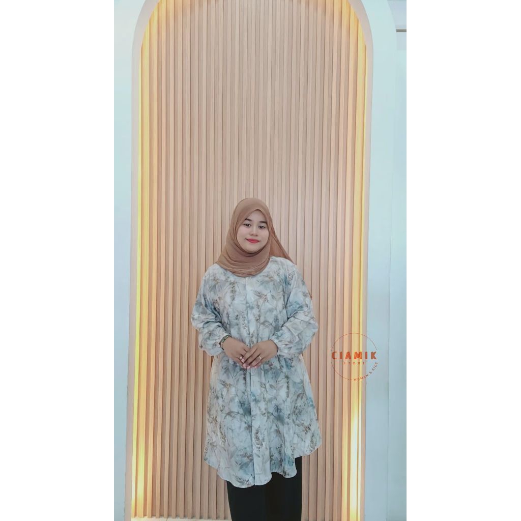 Long Tunik Motif Bunga Import