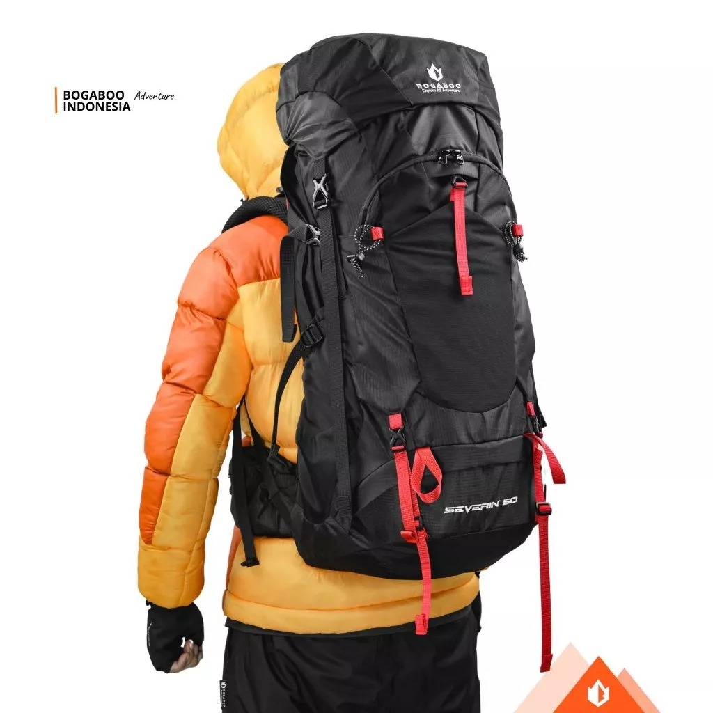 BOGABOO SEVERIN 50 Liter + TAS Daypack 15 L - Tas Gunung carrier Ultralight 50L - Tas Ransel Camping