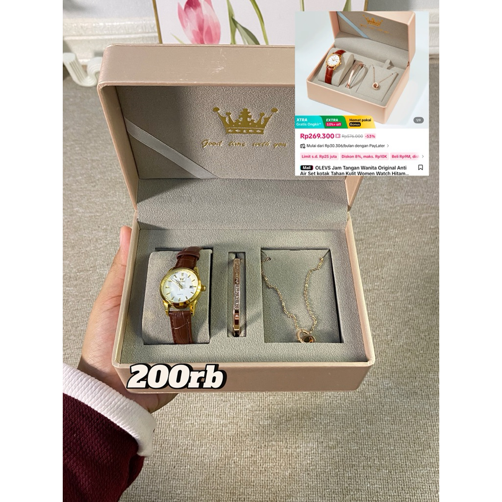 set jam wanita, Gelang dan Kalung olevs