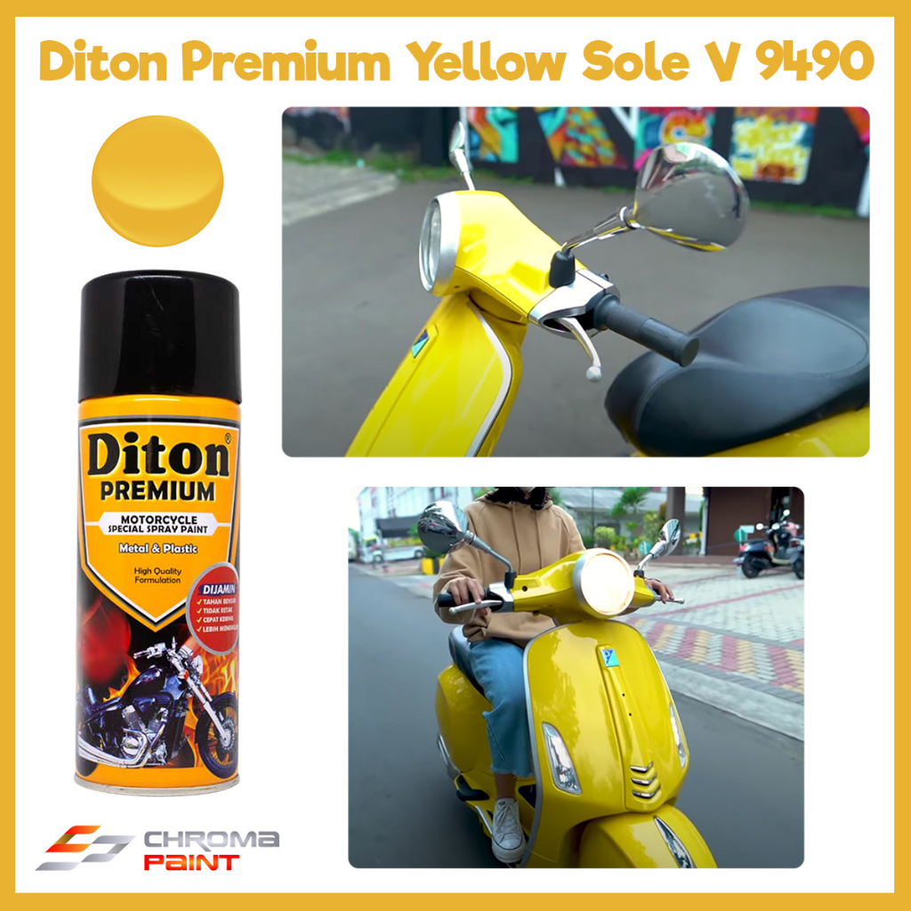 Cat Motor Diton Premium Vespa Color Warna Kuning - Yellow Sole V 9490 - Cat Pilok Diton