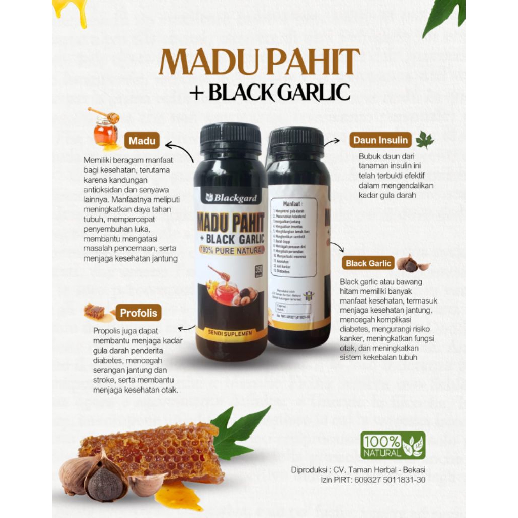 

Blackgard Honey Madu Black Garlic Madu Bawang Tunggal 250ml