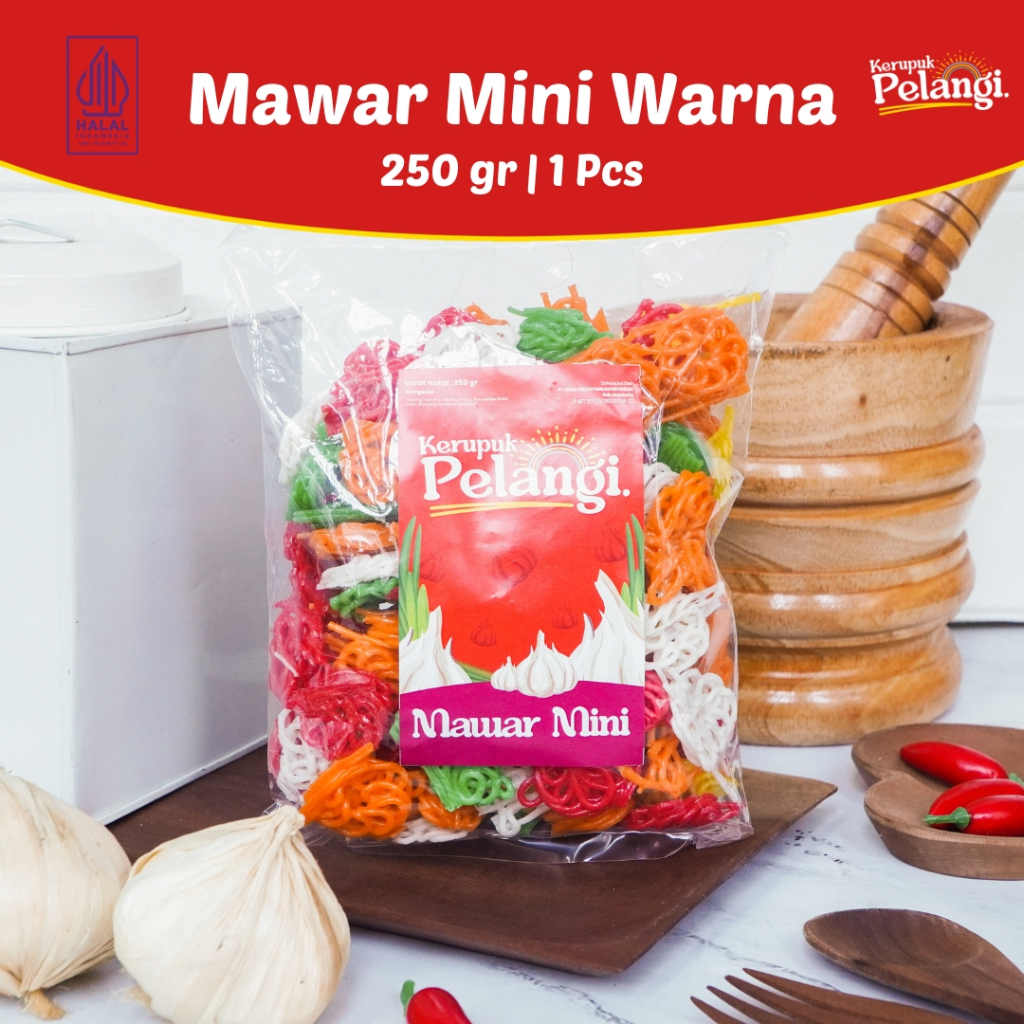 

250 GR KERUPUK PELANGI KERUPUK MAWAR MINI WARNA MENTAH RASA BAWANG