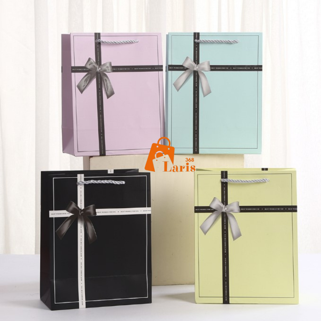 

Laris368 Paperbag / Paper Bag Giftbag Tas Kantong Karton kado Goodie Bag Motif Pita Best Wishes Premium