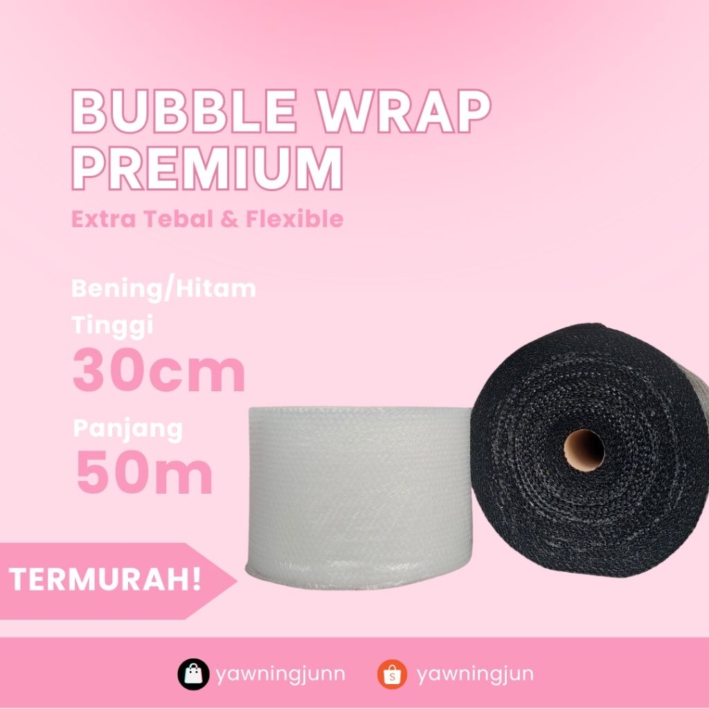 

Bubble Wrap Premium 30cm×50m Hitam Bening Termurah