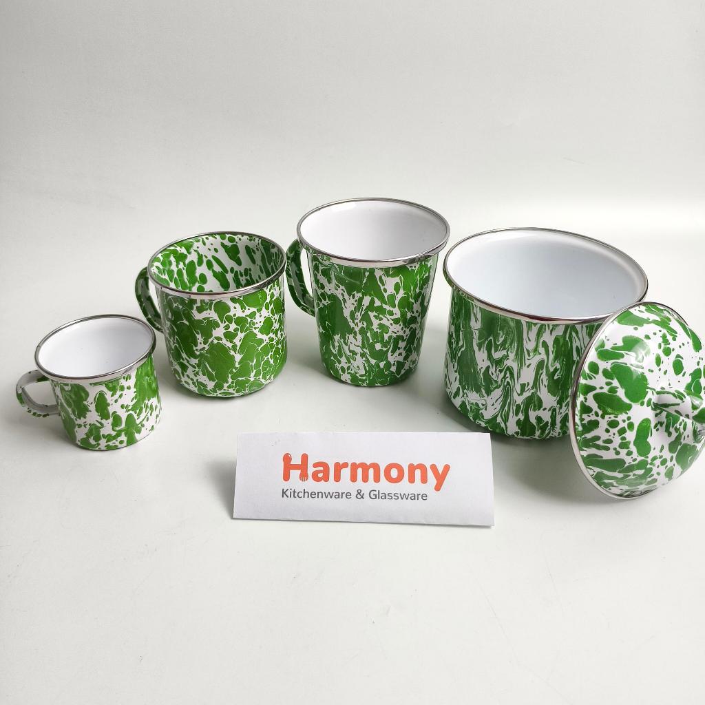 KIG Mug Enamel Blirik Hijau Cangkir Jadul Kuno Premium Tebal Kecil Besar Jumbo